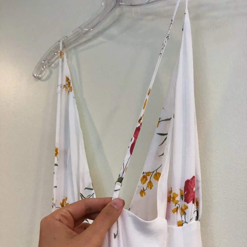 Capulet White Floral V Neck Backless Adjustable Bohemian Wrap Maxi Dress XS NWT - Picture 9 of 13